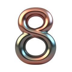 Poster - A shiny metallic number eight on a  view isolated on transparent background
