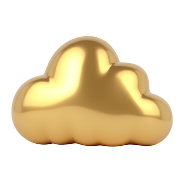 A shiny golden cloud in a isolated on transparent background