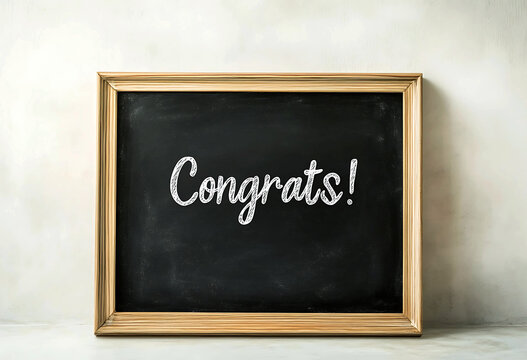 Congratulations chalkboard sign isolated on white background