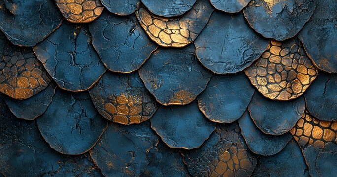 Blue-golden scales texture, cracked and overlapping