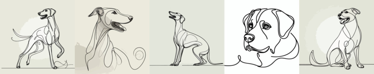 dog vector with continuous line style simple