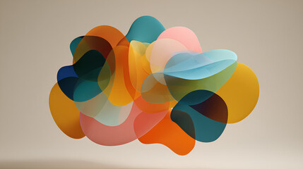 Poster - abstract multicolored dynamic shape isolated on neutral background, modern geometric wallpaper, 3d render Stock Illustration