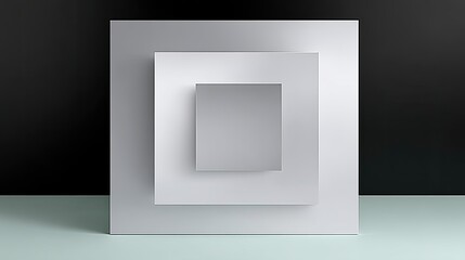 Fototapete - White Concentric Squares Abstract Minimalist 3D Rendering