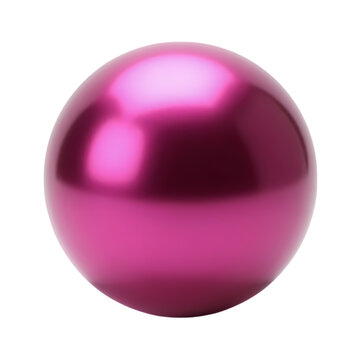 A shiny pink sphere with a smooth reflective surface isolated on transparent background