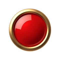 Poster - Isolated red button with a gold rim isolated on transparent background
