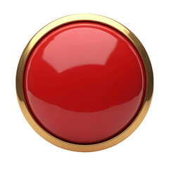 Poster - A shiny red button with golden trim  isolated on transparent background