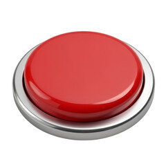 Poster - A single red button with a silver rim isolated on transparent background