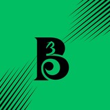 b logo design speed lines isolated green screen.