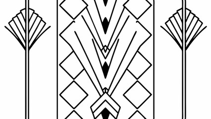 Poster - Art deco inspired design with geometric shapes and stylized floral elements in black and white style created with generated ai