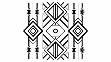 Poster - Geometric pattern featuring diamonds and lines in a symmetrical and balanced arrangement design element created with generated ai