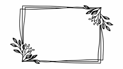 Poster - Double line rectangle frame with floral accents in corners for decorative purposes and invitations created with generated ai