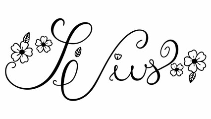 Aufkleber - Elegant calligraphic text with floral accents in black and white design style vector format created with generated ai