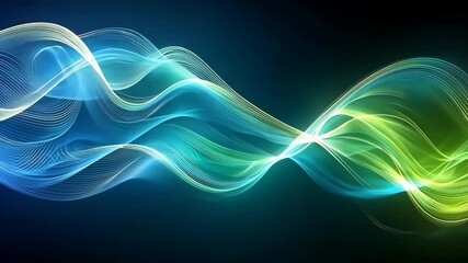 Poster - Abstract flowing waves of blue and green create a modern and dynamic design element.