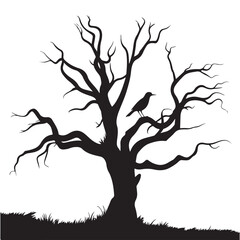 silhouette of a tree with birds perched on its branches