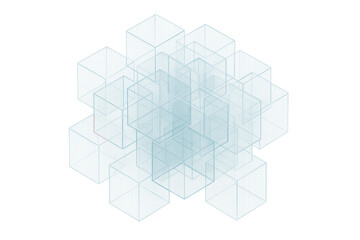 Aufkleber - Abstract design created by overlapping transparent cubes, ideal for technology or science concepts