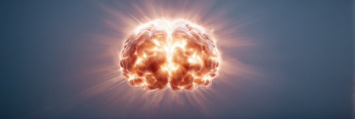Fototapete - Overheated Brain Symbol Glowing With Soft Gradients in a Vibrant Abstract Representation of Cognitive Overload