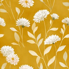 Poster - a isolated watercolor floral motif, the flower should be Daisies in off white color and it also should be a isolated bunch of flower with leaves and stem.