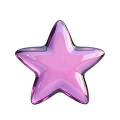 Poster - A glossy pink star shape a stark black background isolated on transparent background