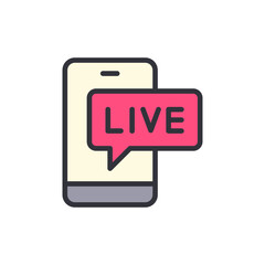 Poster - Stylized Mobile Phone Icon With Live Notification Speech Bubble