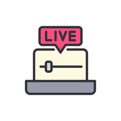 Aufkleber - Laptop Screen With Live Text Bubble For Streaming Video Concept