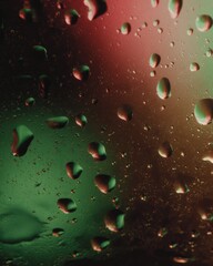 Poster - Condensed Water Droplets on Glass Surface Highlighting Humidity and Moisture Patterns for Environmental and Climate Awareness Campaigns