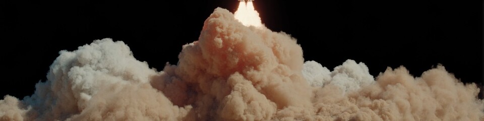 Aufkleber - High-Detail Space Rocket Model Launch with Dynamic Smoke Plumes for Aerospace Innovation and Advanced Engineering Presentations