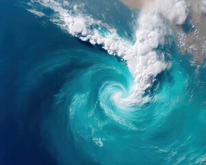 Aufkleber - Hypnotic Ocean Vortex and Dynamic Coastal Currents Illustrating Natural Power and Climate Change Impact for Environmental Awareness and Sustainable Branding