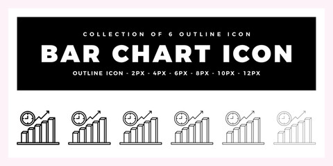 Poster - Pack of 6 Outline Vector Bar Chart icon