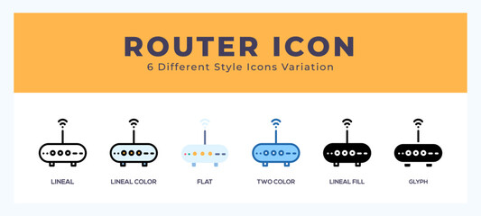 Aufkleber - Router icon set with different styles. Icons designed in filled. outline. flat. glyph and line colored.