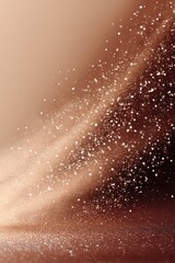Poster - Metallic Glitter Explosion with Sparkling Particles on Warm Gradient Background for Luxury Celebrations and Festive Marketing Campaigns