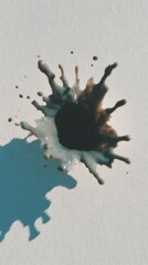 Aufkleber - Watercolor Ink Splash with Organic Irregular Shape and Droplets on White Background for Creative Branding and Dynamic Artistic Inspiration