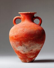 Poster - Bold Ancient Roman Amphora with Weathered Clay Texture in Graphic Studio Lighting for Museum Marketing and Cultural Heritage Promotion