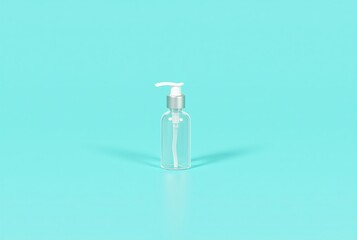 Wall Mural - Clear Gel Bottle with Pump on Aqua Background