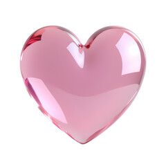 Poster - A glossy pink heart with reflections isolated on transparent background