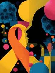 Poster - Visual Representation of Tumor Types and Associated Risk Factors Displaying Vibrant Colors and Abstract Shapes