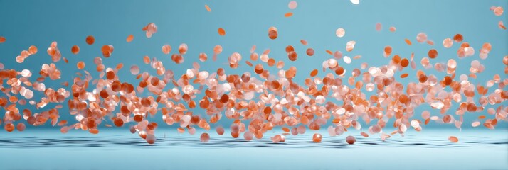 Aufkleber - Soft 3D Confetti Floats Gracefully on a Serene Light Blue Background, Creating a Joyful and Celebratory Atmosphere Suitable for Various Occasions