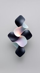 Poster - Abstract Overlapping Black and White Shapes with Smooth Texture