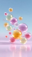 Poster - Abstract Pastel Bubbles with Rainbow Shimmer