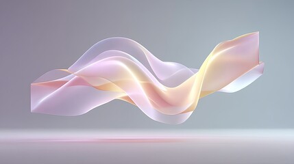 Poster - Abstract Pastel Wave Background. Flowing Pink Orange Translucent Fabric 3D Render