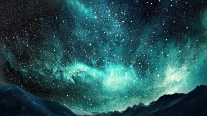 Wall Mural - mesmerizing display of aurora borealis shimmering above starry sky in polar landscape at night, over