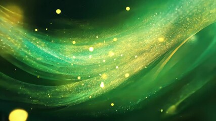 Poster - Shimmering bokeh green motion background with glowing lights creating a magical atmosphere, Shimmering bokeh green motion background