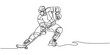© LINE SIMPLE DRAWING - Ice Hockey player continuous one line drawing, One continuous single drawing line art doodle sport, hockey, people, ice, skate, athlete, puck. Isolated flat illustration hand draw contour on a white