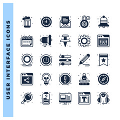 Aufkleber - 25 User Interface Lineal Fill icon pack. vector illustration.