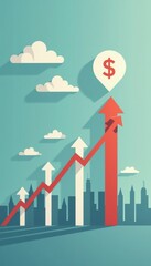 Poster - Abstract Financial Growth Concept with Arrows and City Skyline Illustration
