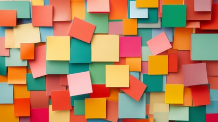 Poster - Colorful square shapes overlapping, creating a vibrant abstract background.