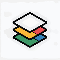 Aufkleber - Abstract stacked layers logo icon in vibrant colors suitable for design concepts and digital interface elements or app development