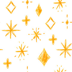 Leinwandbilder - Seamless pattern of Christmas stars drawn with crayon or chalk brush texture. Xmas wallpaper