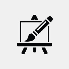 Aufkleber - Black and white easel icon with brush representing art creativity and design simple vector illustration concept