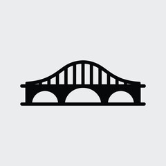 Aufkleber - Black outline silhouette of an arched bridge representing architecture and transportation on a white background