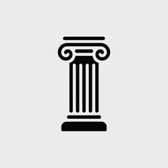 Aufkleber - Elegant black and white icon depicting an ancient greek ionic column architectural element ideal for design and branding projects.
